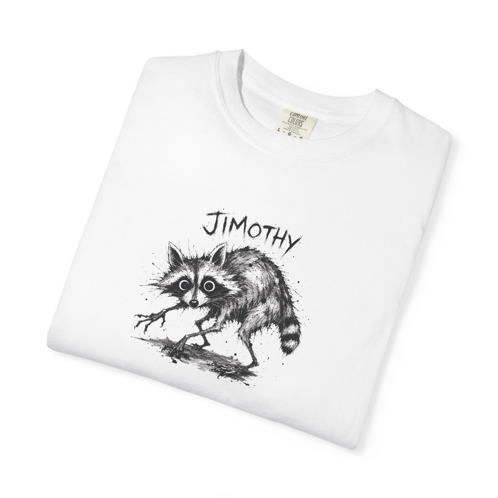 Jimothy Funny Raccoon T-Shirt | Chaotic Trash Panda Sketch Tee | Weird Animal Meme Shirt | Feral Raccoon Lover Gift | Comfort Colors Heavyweight Tee