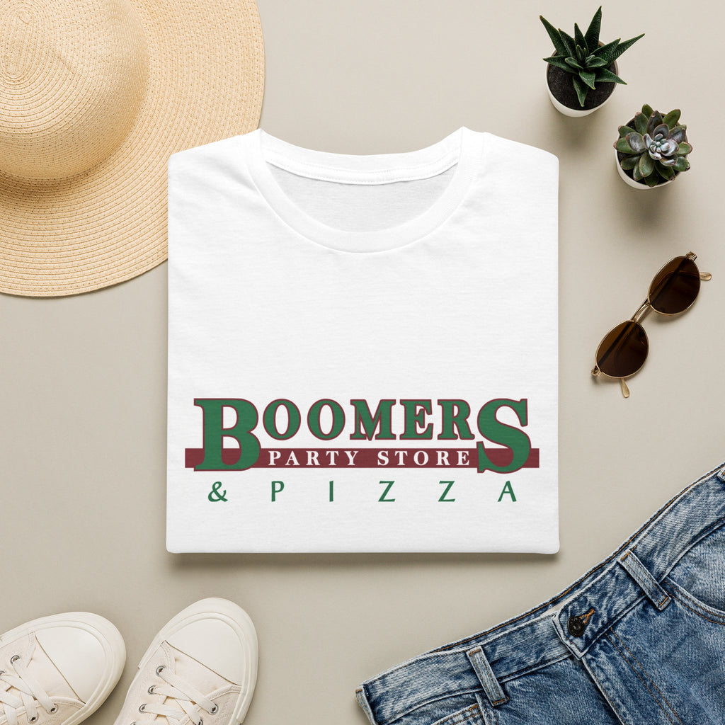 Boomers Party Store & Pizza T-Shirt – Local Pizza Establishment Tee | Retro Beer & Pizza Party Store Merch | Hometown Favorite