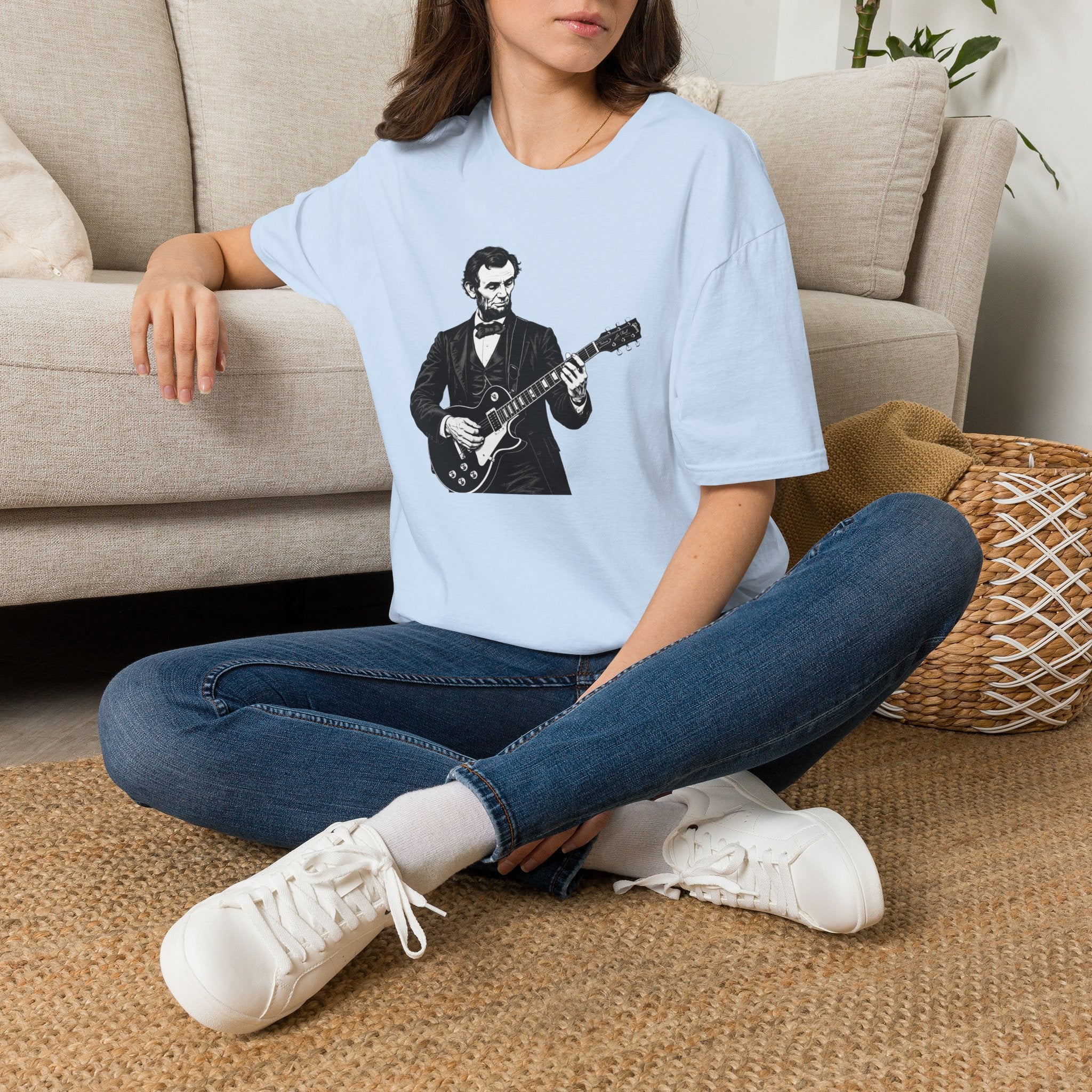 250 Years Rocking Liberty – Abraham Lincoln Guitar T-Shirt