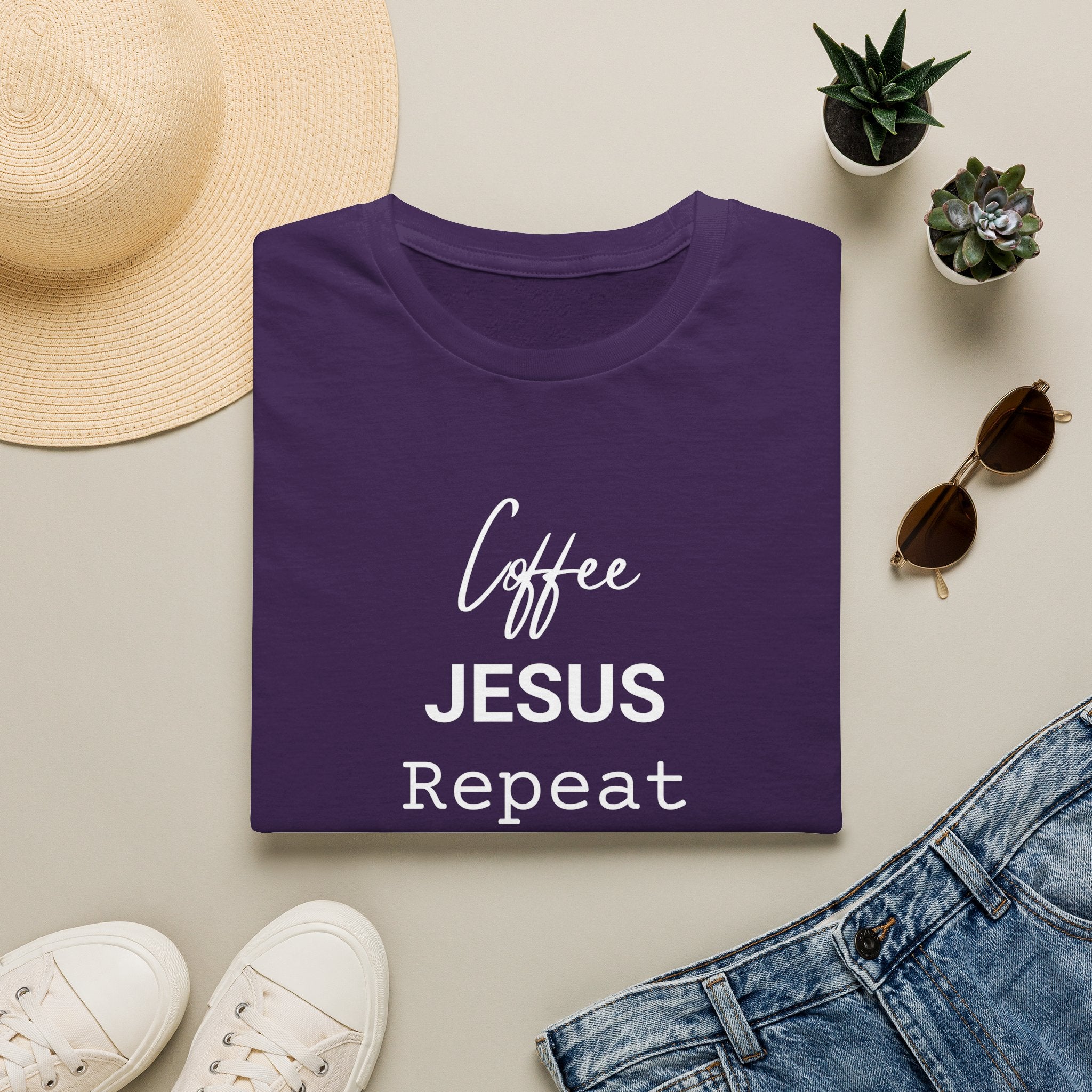 Coffee. Jesus. Repeat. Christian T-Shirt | Faith & Coffee Lover Tee — Funny Religious Shirt