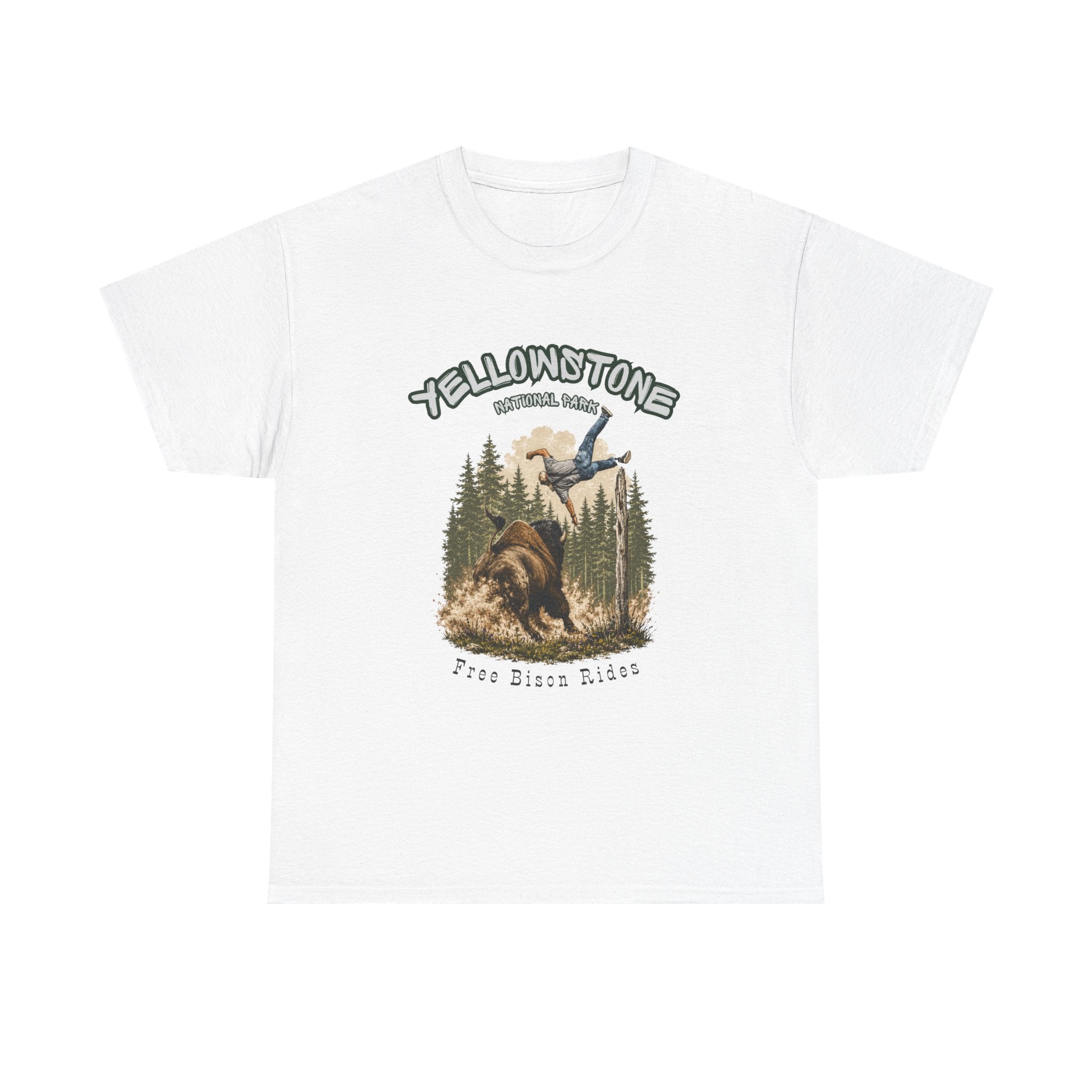 Yellowstone Free Bison Rides T-Shirt | Funny National Park Buffalo Tee