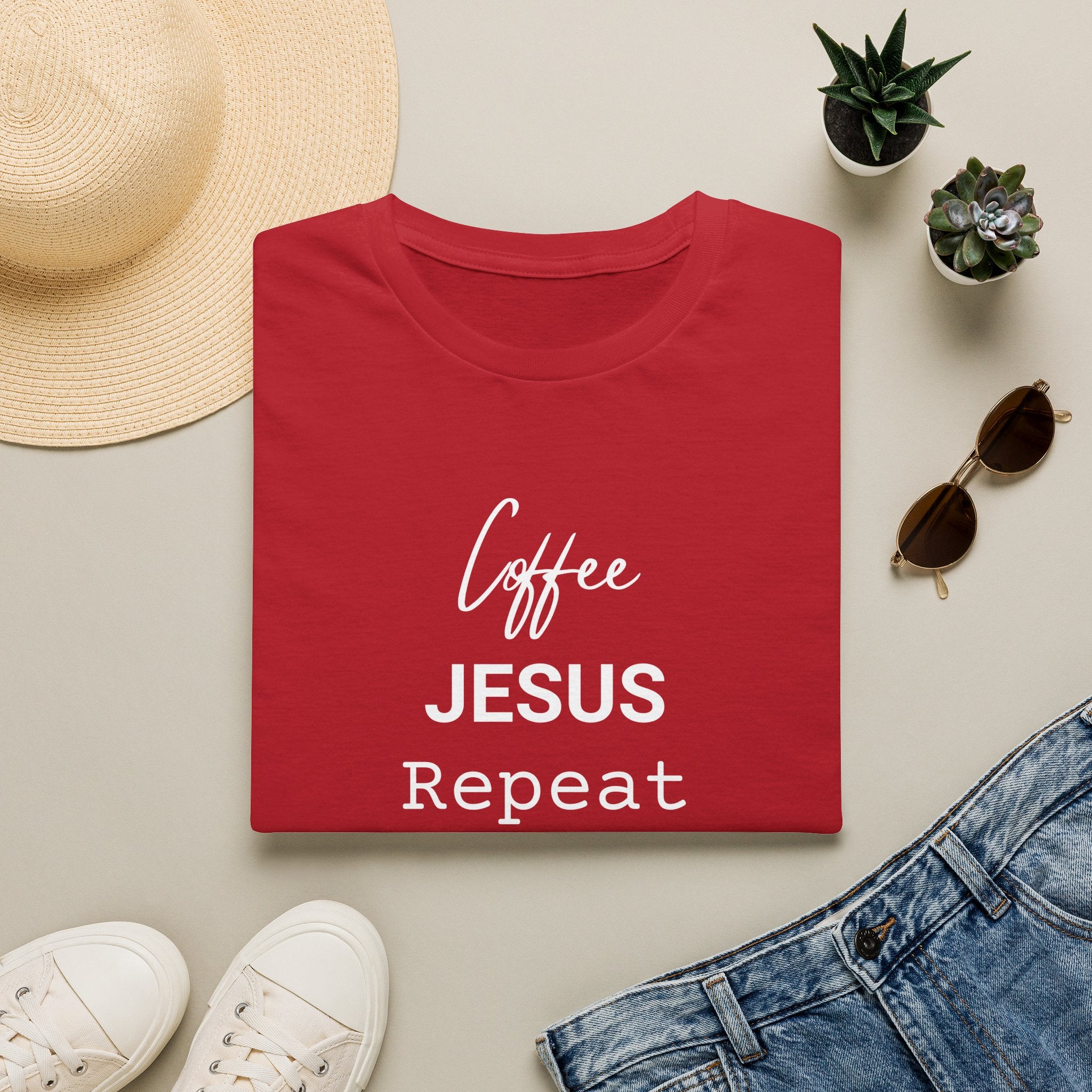 Coffee. Jesus. Repeat. Christian T-Shirt | Faith & Coffee Lover Tee — Funny Religious Shirt