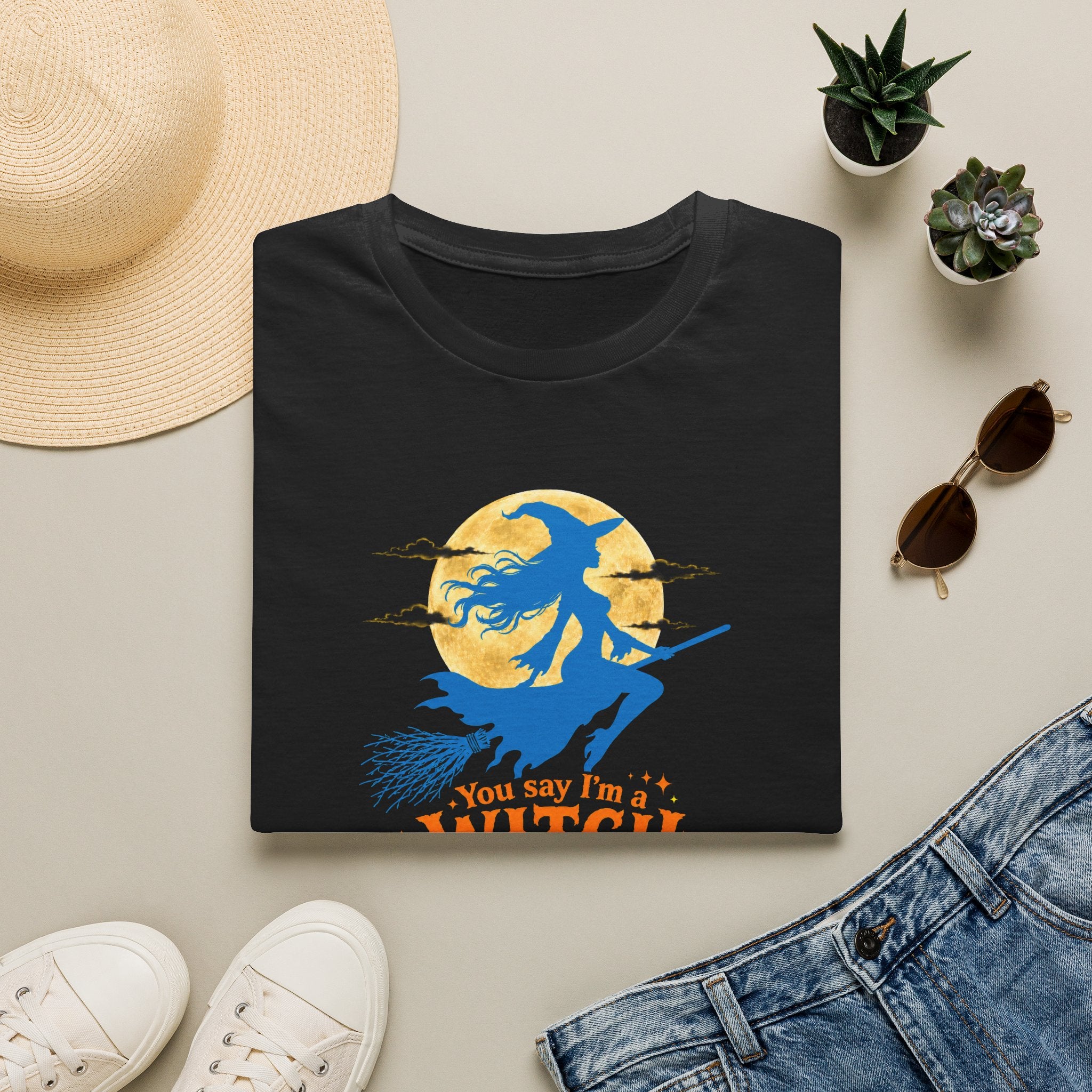 You Say I’m a Witch Halloween Tee – Cute Flying Witch Shirt
