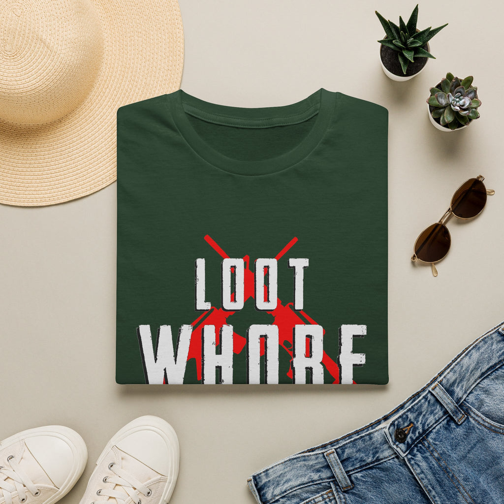 Loot Whore T-Shirt | Funny Battle Royale Gamer Tee | Gift for the Player Who Loots Every Building Before Engaging