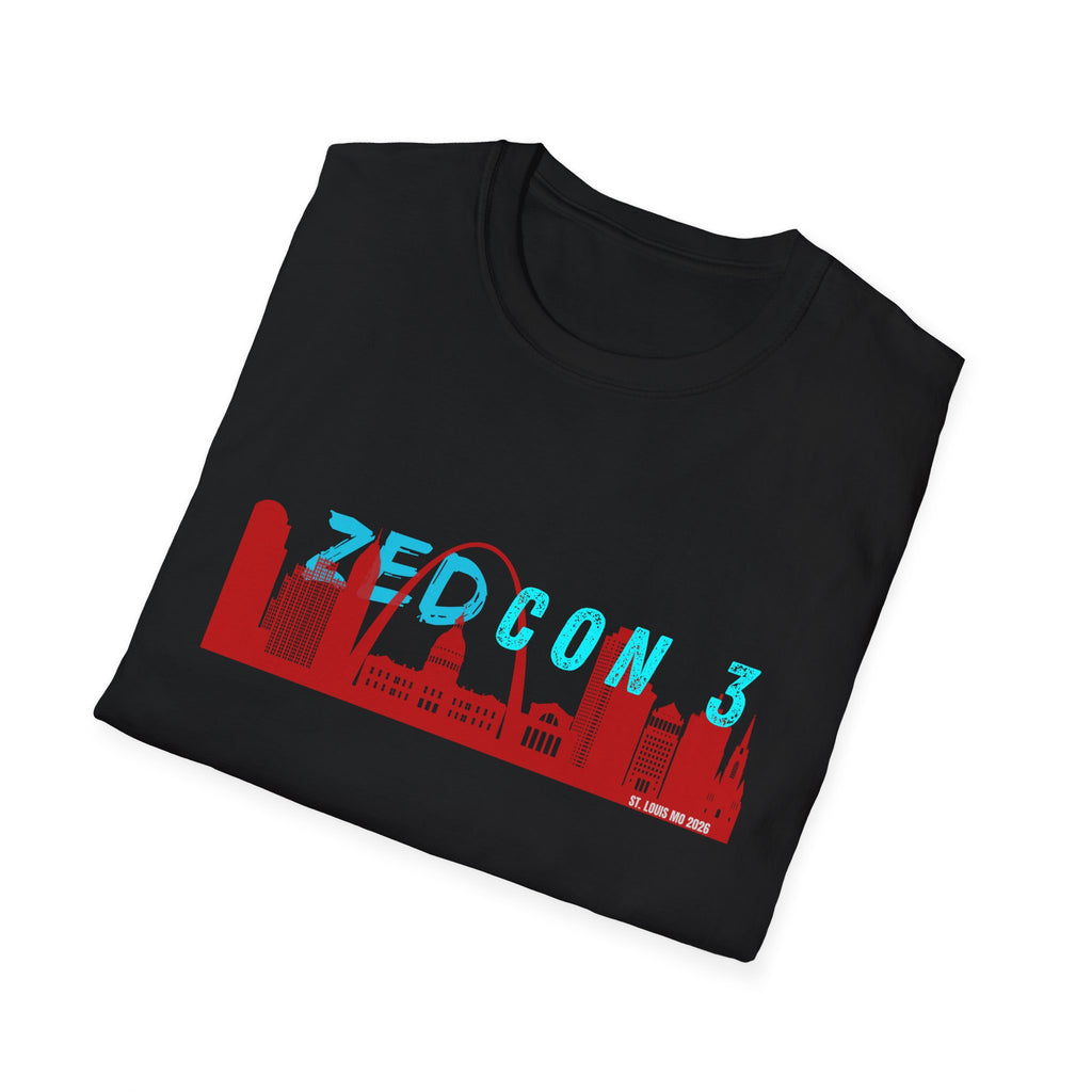 ZEDCON 3 St. Louis Skyline Tee  Bold Black Edition   Gildan Softstyle  64000