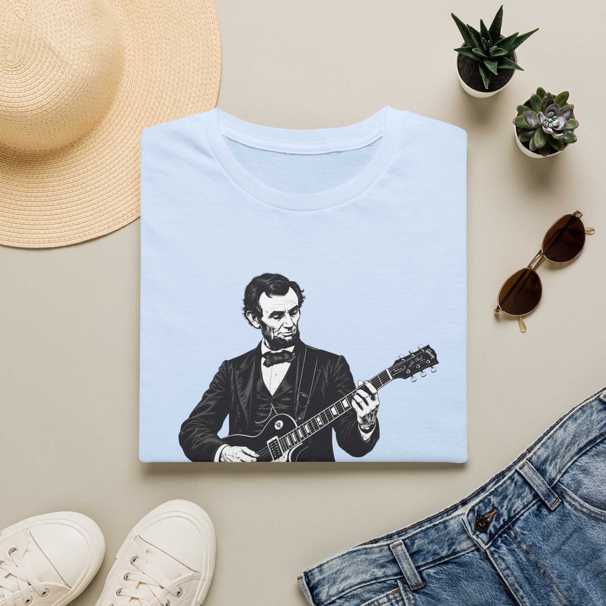 250 Years Rocking Liberty – Abraham Lincoln Guitar T-Shirt