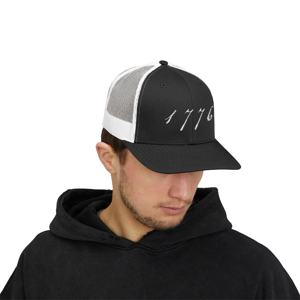 1776 Snapback Trucker Cap | Patriotic Hat | America 250th Anniversary | Founding Era Script | Fourth of July Gift