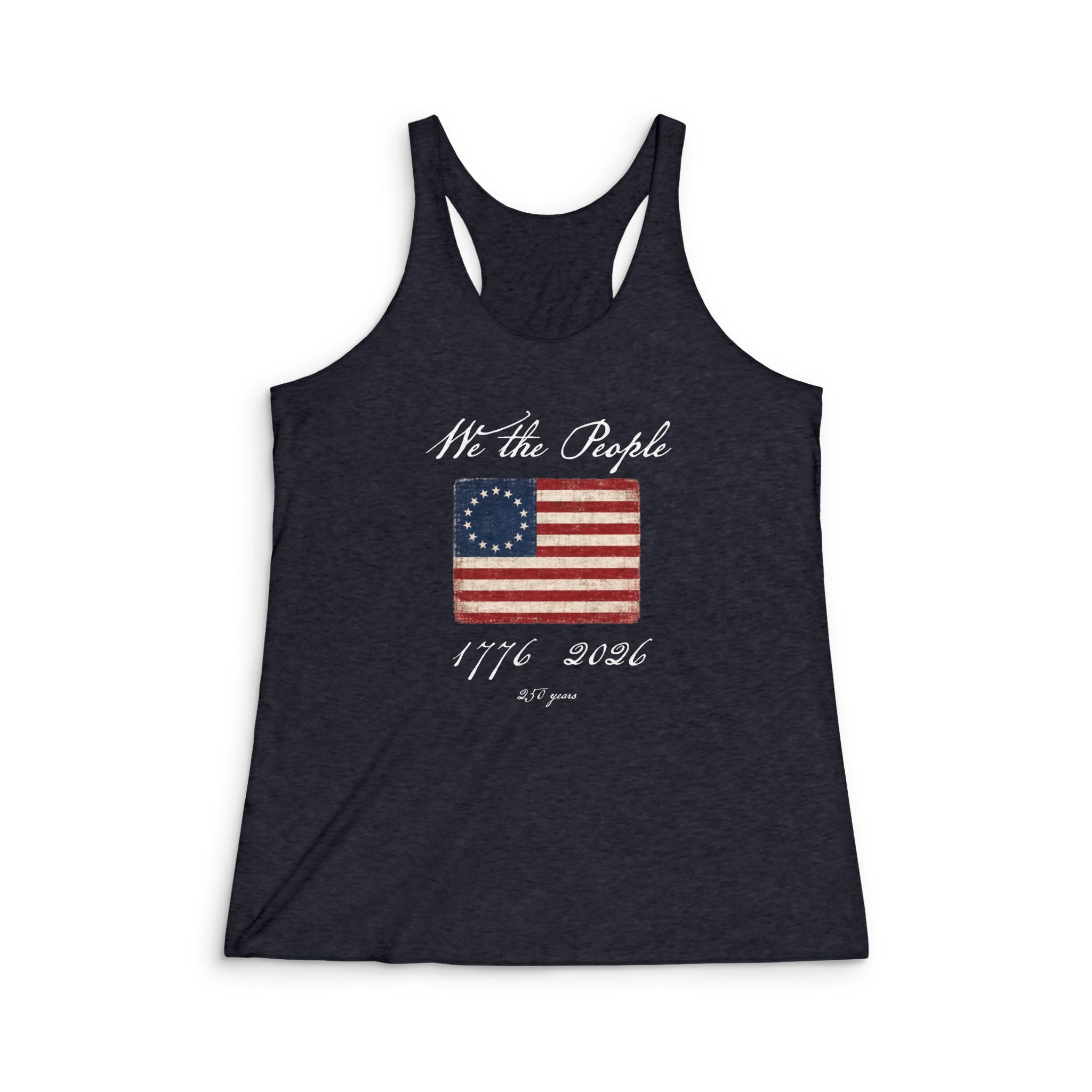 We the People Betsy Ross Flag Tank Top — Women's Patriotic Racerback for 4th of July