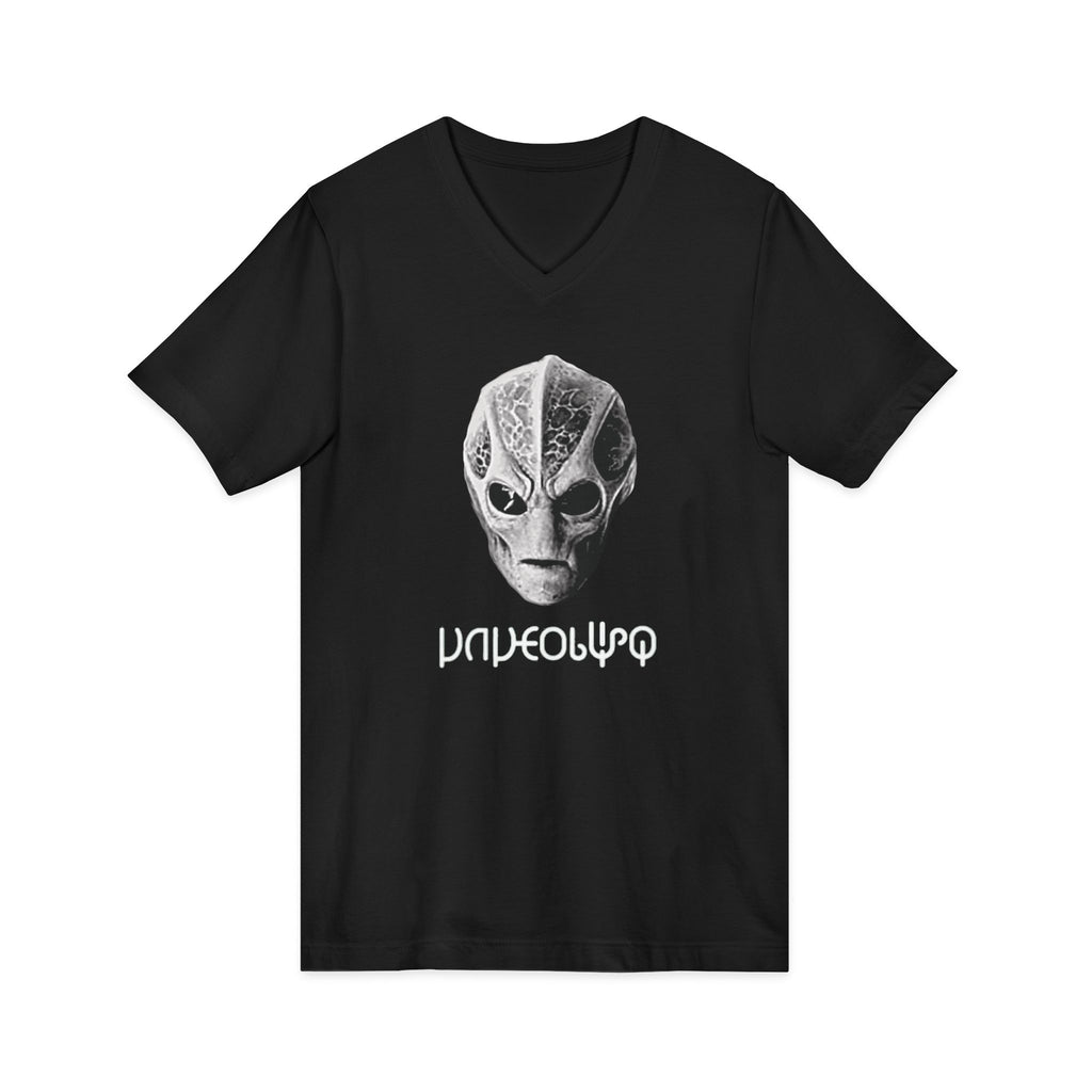 Patience Visitor Alien Face Graphic V Neck T Shirt