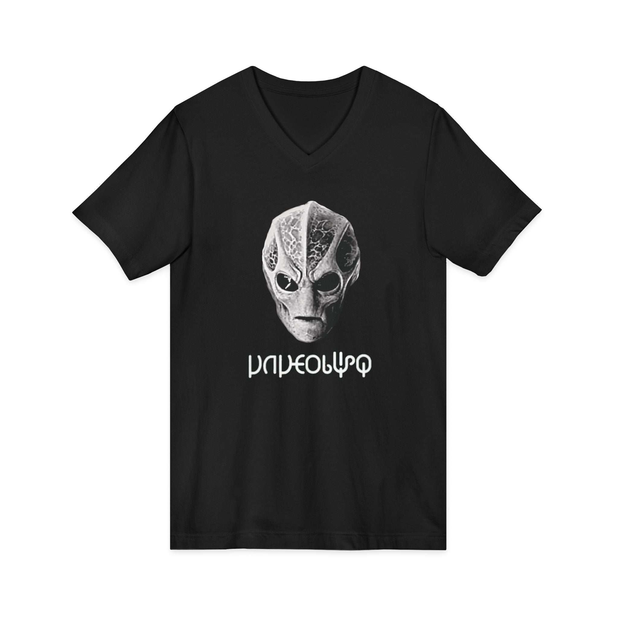 Patience Visitor Alien Face Graphic V Neck T Shirt