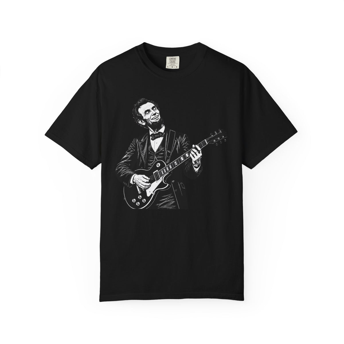 Abe Lincoln Playing Guitar T-Shirt – Funny Rock and Roll President Tee