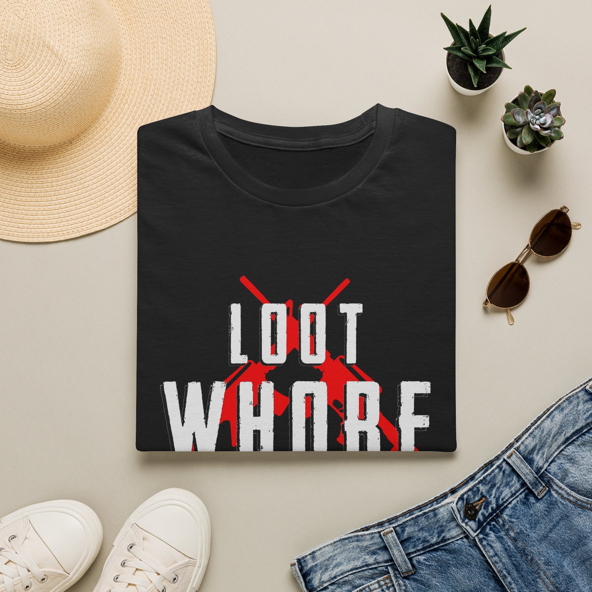 Loot Whore T-Shirt | Funny Battle Royale Gamer Tee | Gift for the Player Who Loots Every Building Before Engaging