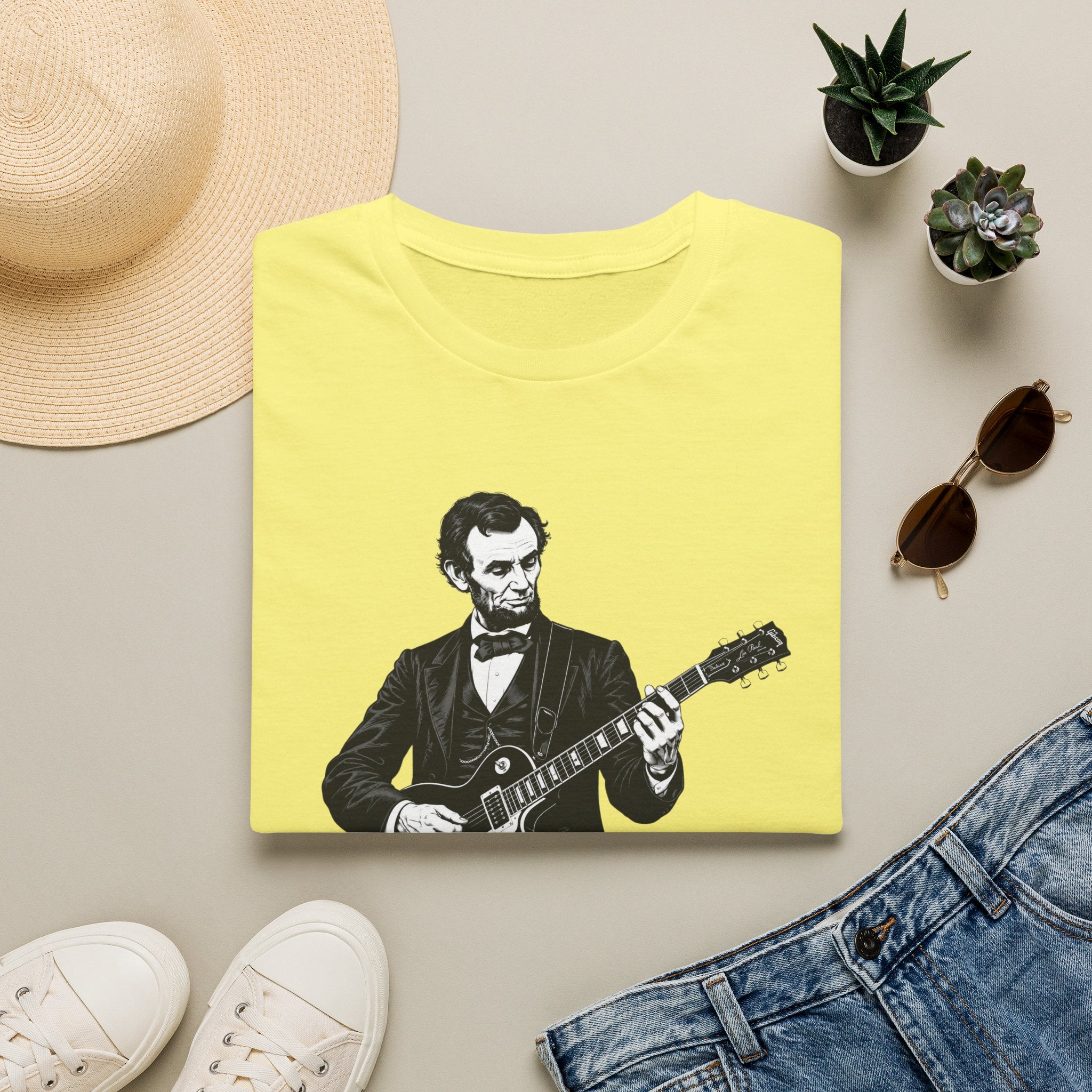 250 Years Rocking Liberty – Abraham Lincoln Guitar T-Shirt