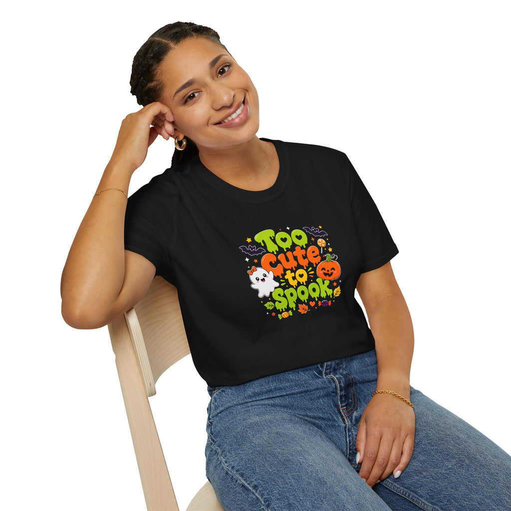 Too Cute to Spook Halloween Ghost & Pumpkin T-Shirt