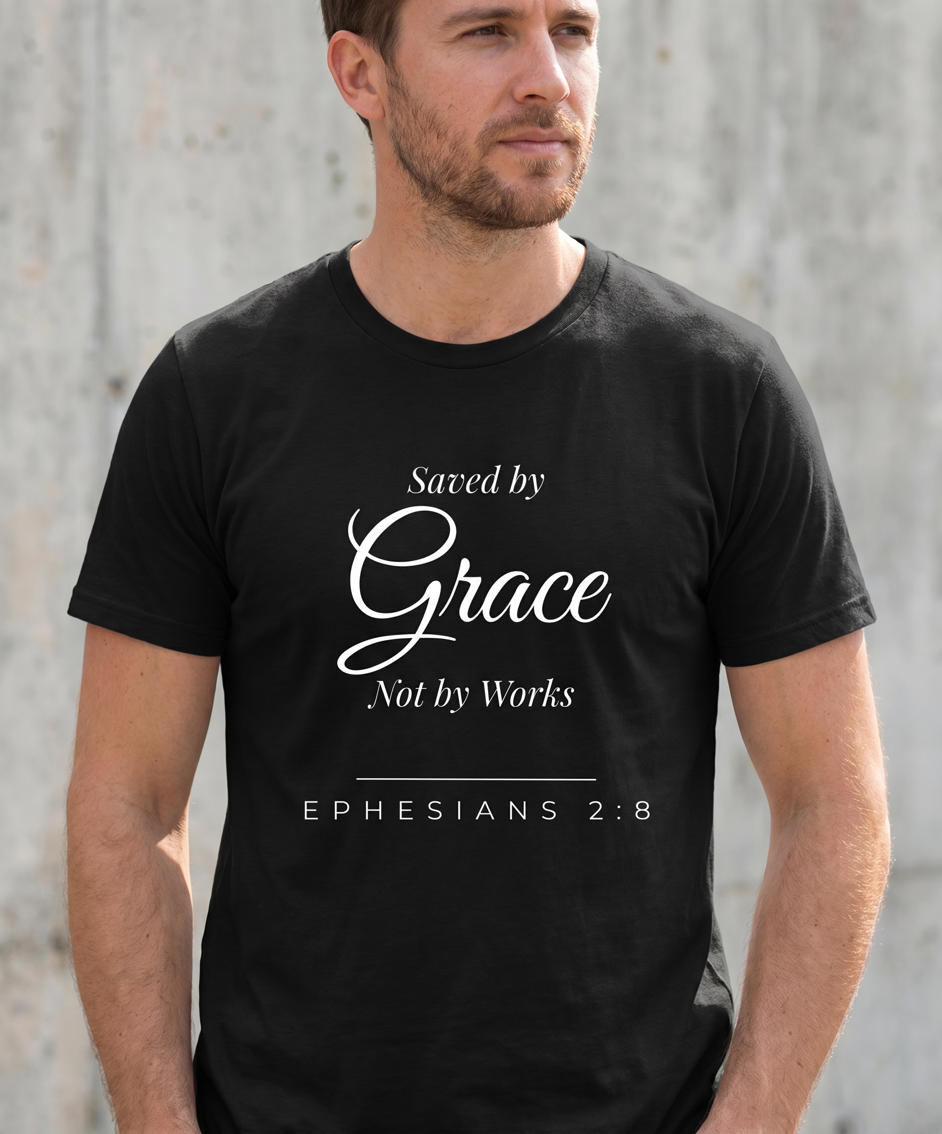 Saved by Grace, Not by Works  Ephesians 2:8 Christian T-Shirt  Comfort Colors 1717 Faith Tee