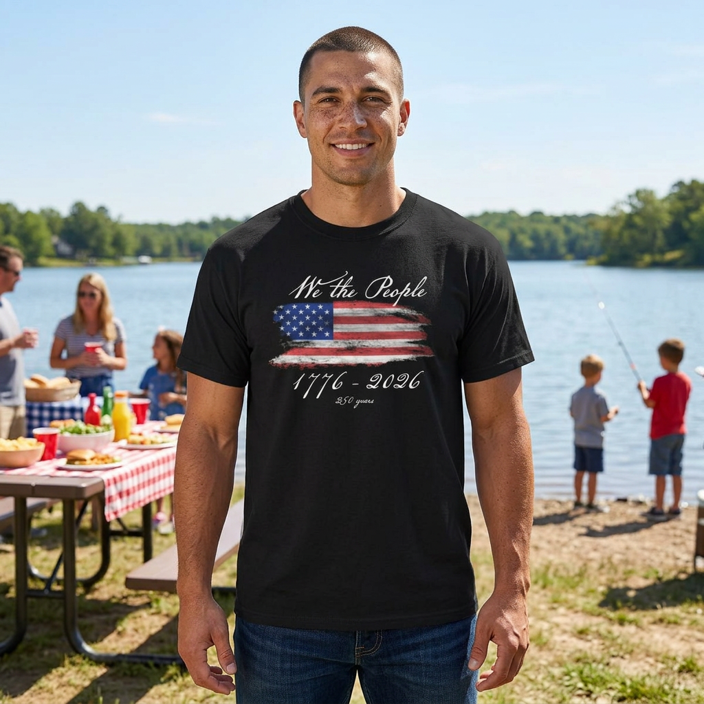 We The People 1776-2026 American Flag T-Shirt | Unisex | 250 Years Semiquincentennial Patriotic Tee | Comfort Colors 1717