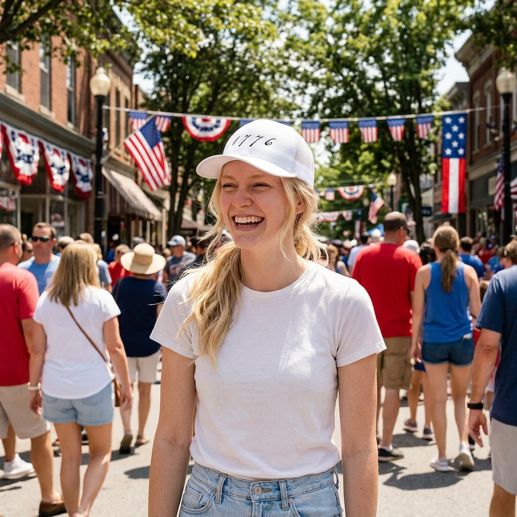 1776 Snapback Trucker Cap | Patriotic Hat | America 250th Anniversary | Founding Era Script | Fourth of July Gift