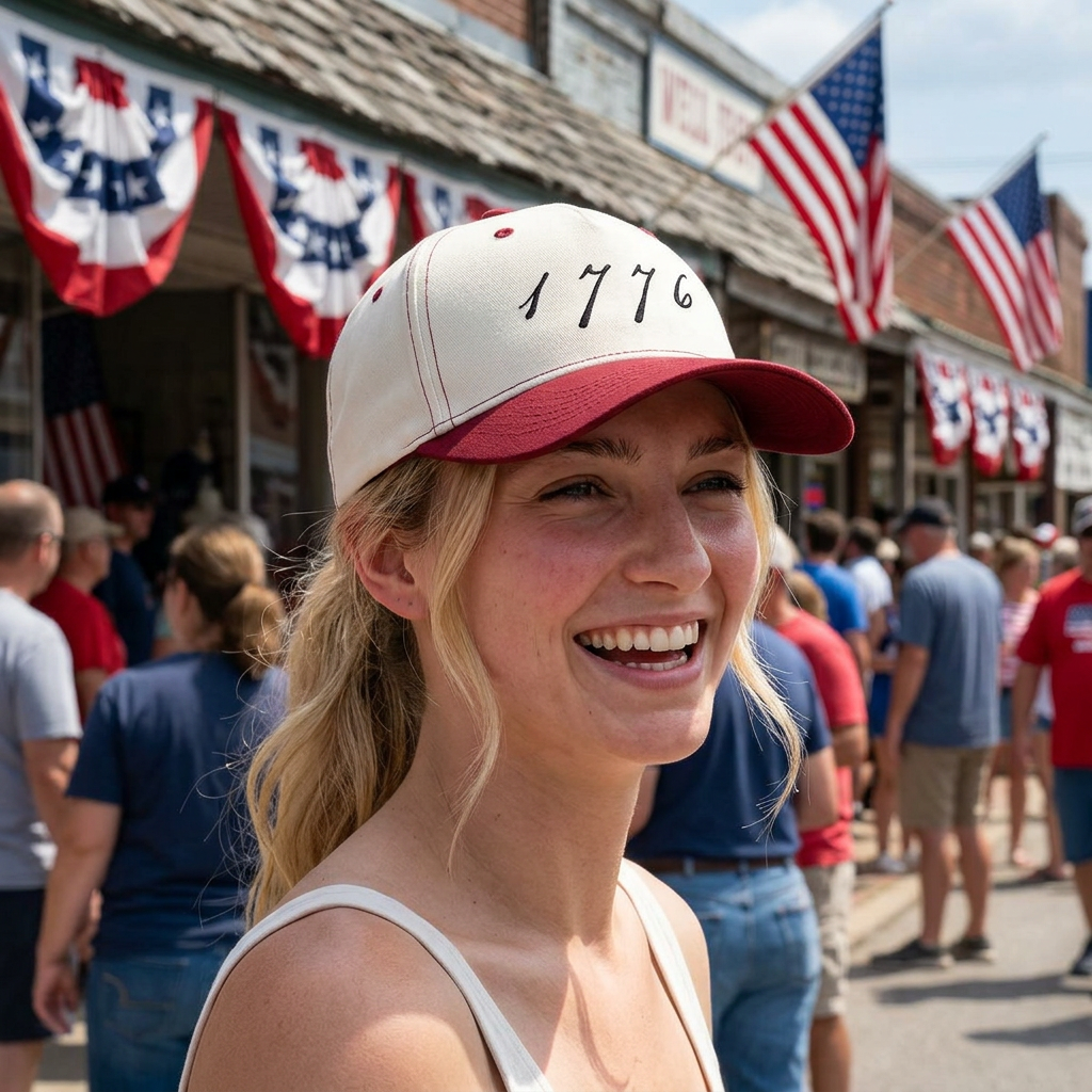 1776 Two-Tone Snapback Cap | Patriotic Baseball Hat | America 250th Anniversary | Founding Era Script | Fourth of July Gift