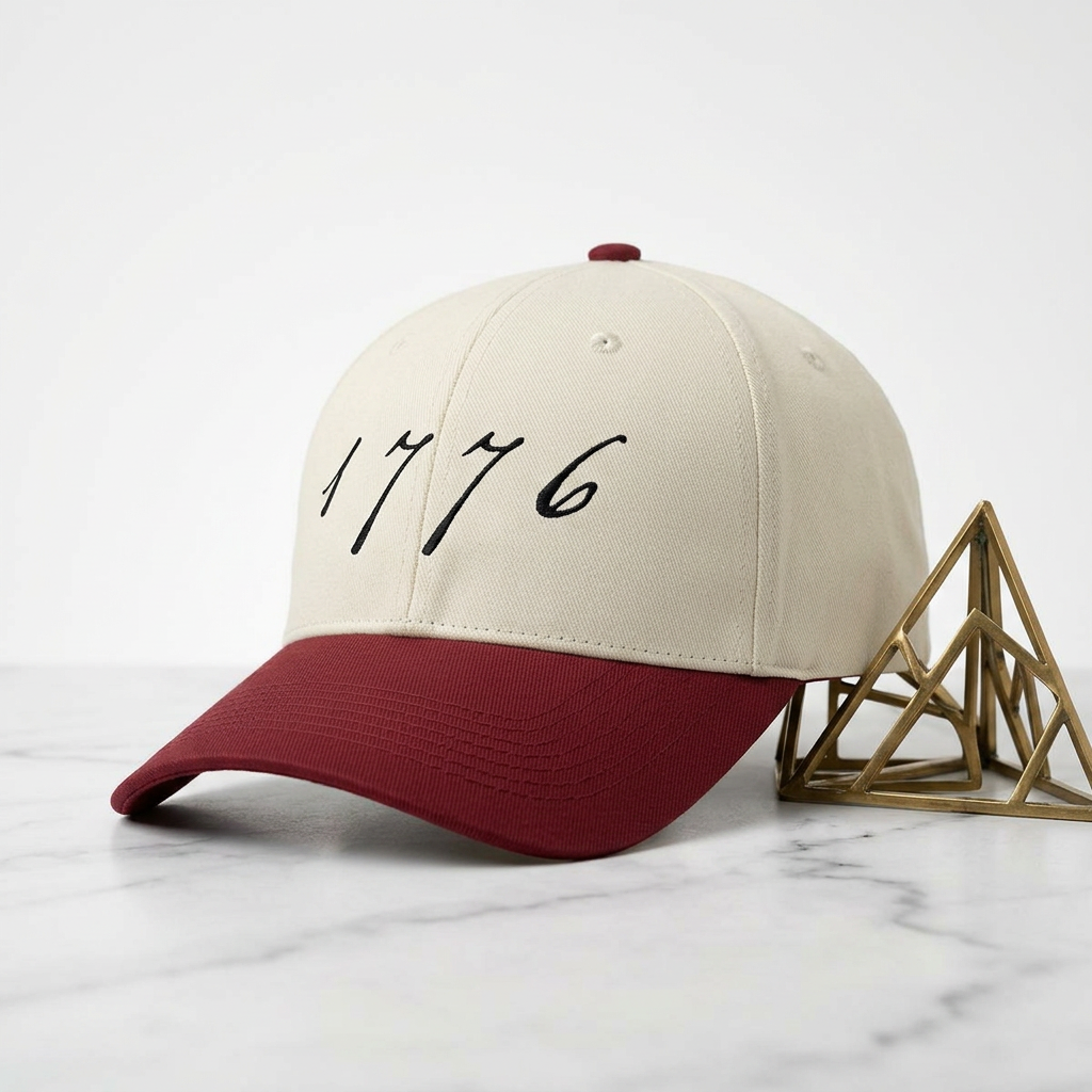 1776 Two-Tone Snapback Cap | Patriotic Baseball Hat | America 250th Anniversary | Founding Era Script | Fourth of July Gift