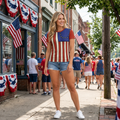 Men's and Woman's American Betsy Ross Flag Polyester Tee — Retro Patriotic USA Shirt