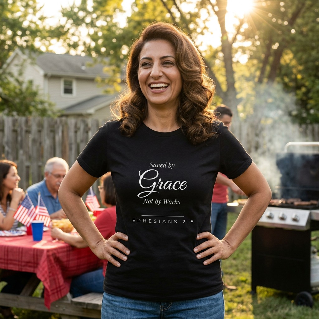 Saved by Grace, Not by Works  Ephesians 2:8 Christian T-Shirt  Comfort Colors 1717 Faith Tee