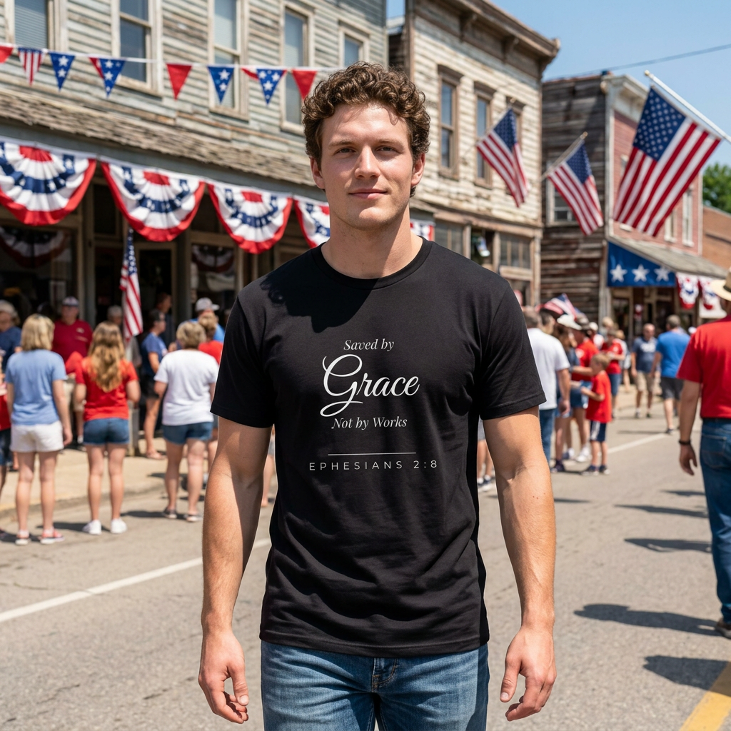 Saved by Grace, Not by Works  Ephesians 2:8 Christian T-Shirt  Comfort Colors 1717 Faith Tee