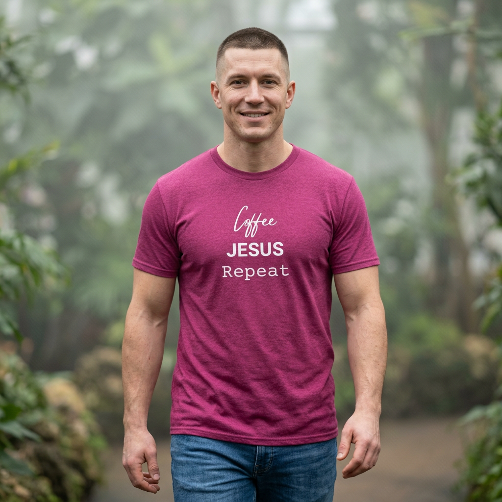Coffee. Jesus. Repeat. Christian T-Shirt | Faith & Coffee Lover Tee — Funny Religious Shirt