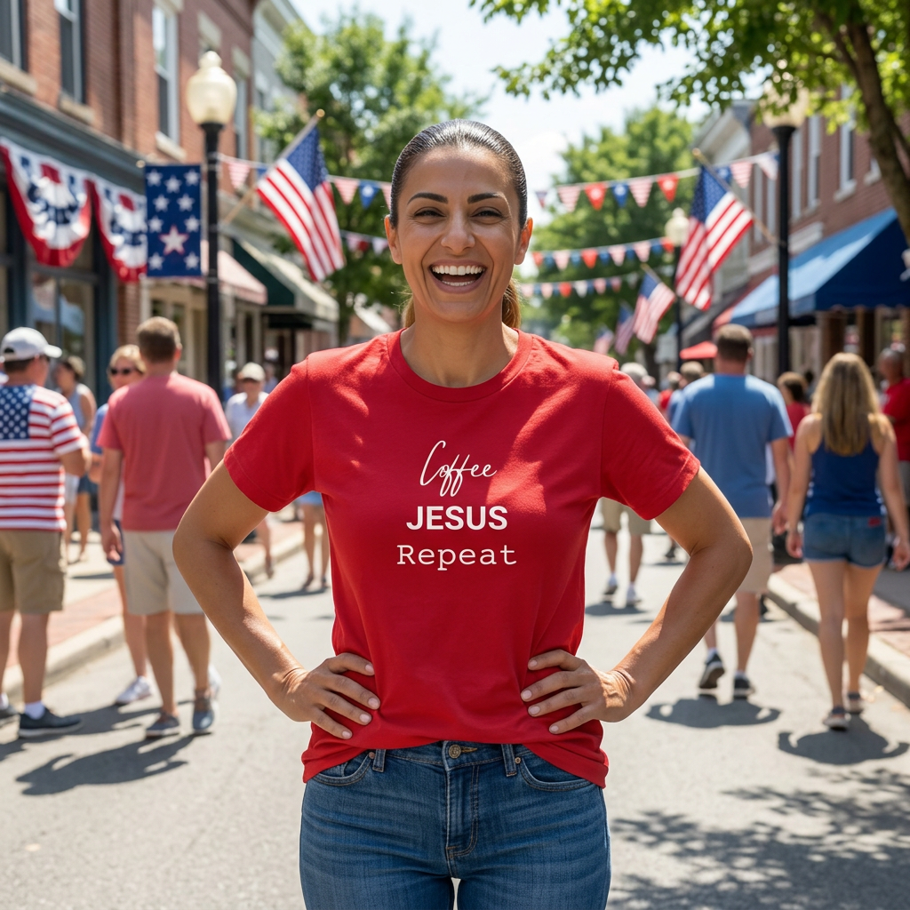 Coffee. Jesus. Repeat. Christian T-Shirt | Faith & Coffee Lover Tee — Funny Religious Shirt