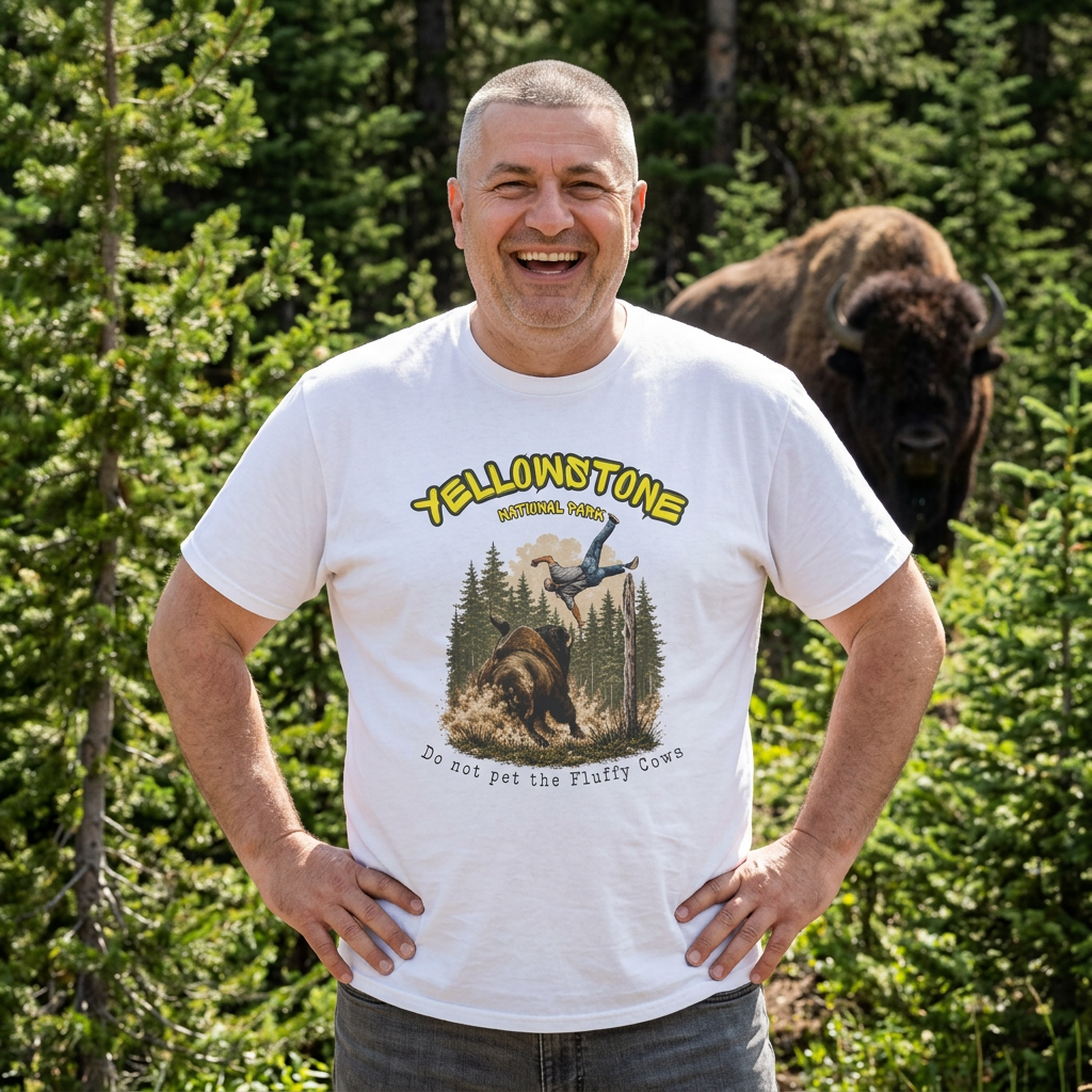 Yellowstone National Park Funny Bison T-Shirt | Do Not Pet the Fluffy Cows | National Park Humor Tee | Wildlife Safety Shirt | Tourist Gift