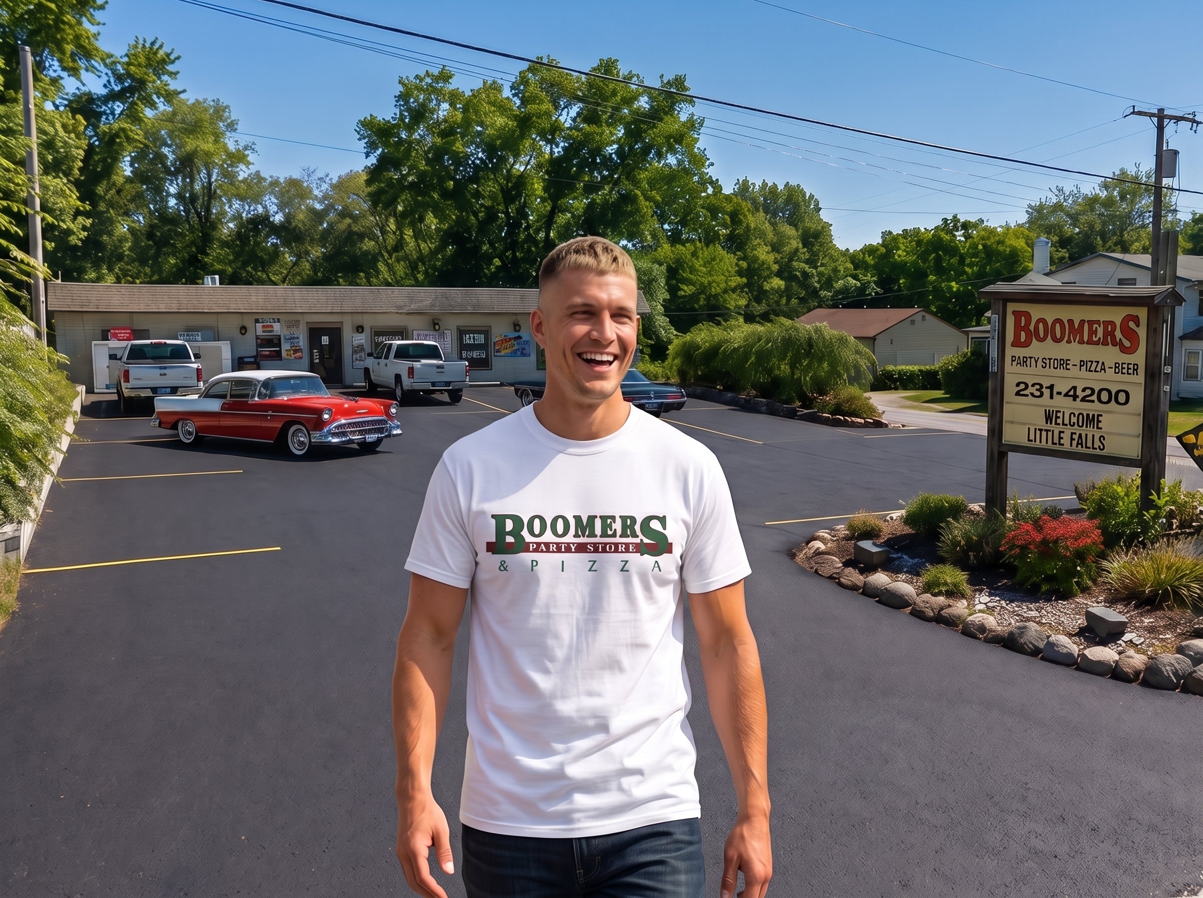 Boomers Party Store & Pizza – Small-Town Legend T-Shirt