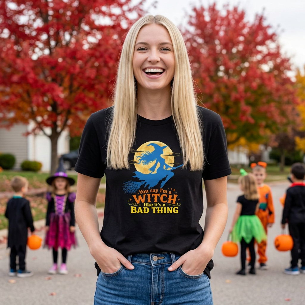 You Say I’m a Witch Halloween Tee – Cute Flying Witch Shirt