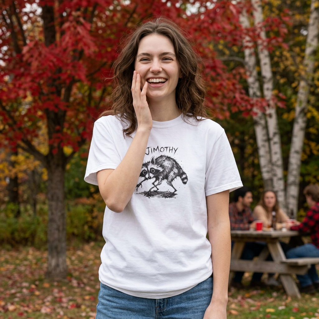 Jimothy Funny Raccoon T-Shirt | Chaotic Trash Panda Sketch Tee | Weird Animal Meme Shirt | Feral Raccoon Lover Gift | Comfort Colors Heavyweight Tee