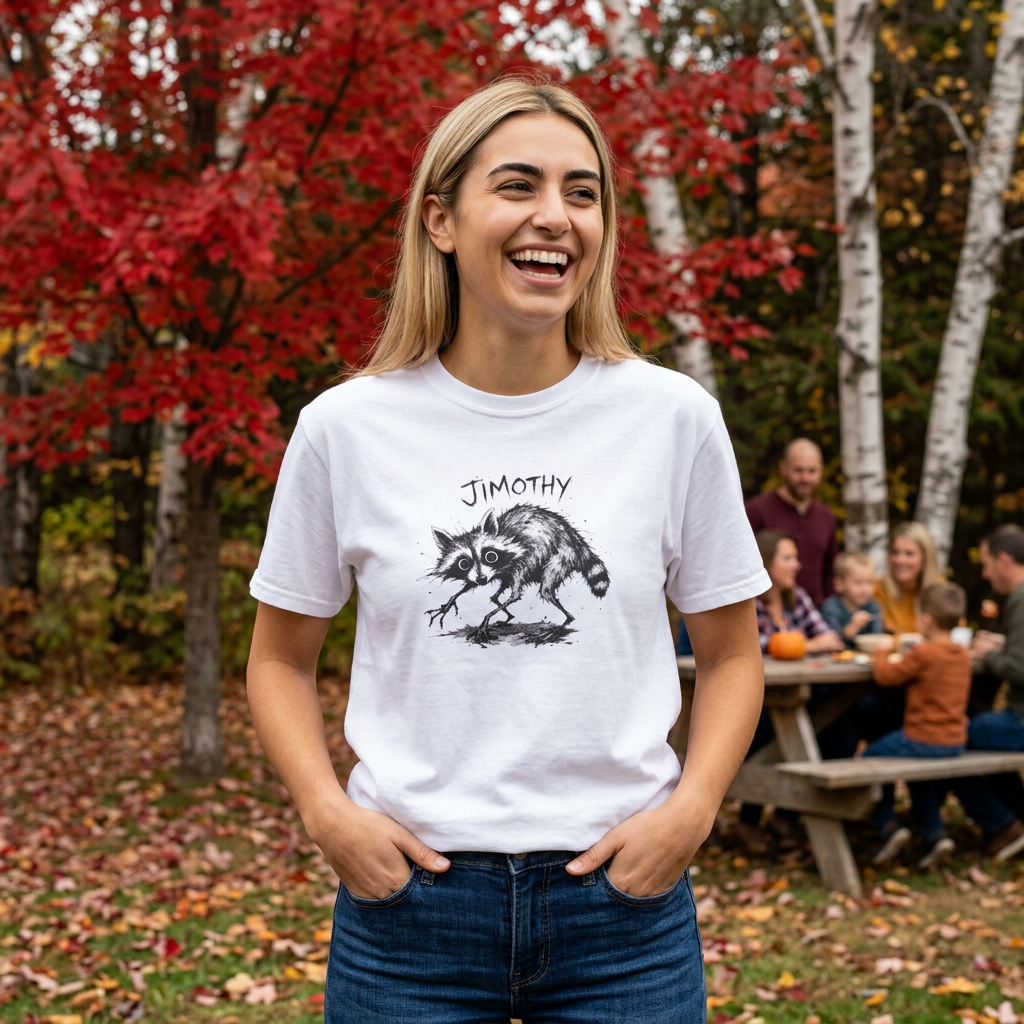 Jimothy Funny Raccoon T-Shirt | Chaotic Trash Panda Sketch Tee | Weird Animal Meme Shirt | Feral Raccoon Lover Gift | Comfort Colors Heavyweight Tee