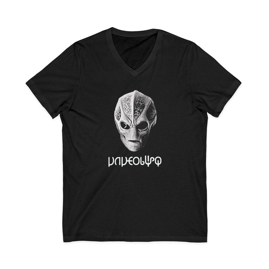 Patience Visitor Alien Face Graphic V Neck T Shirt