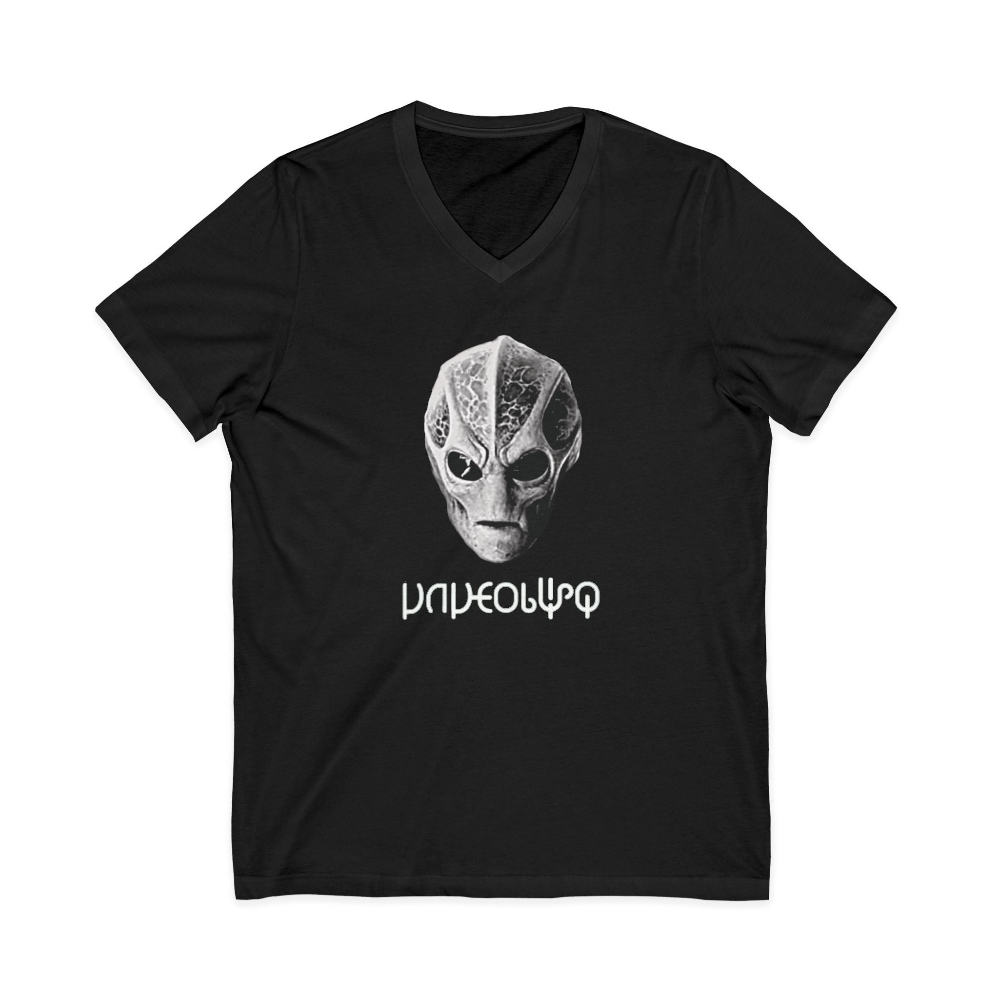 Patience Visitor Alien Face Graphic V Neck T Shirt