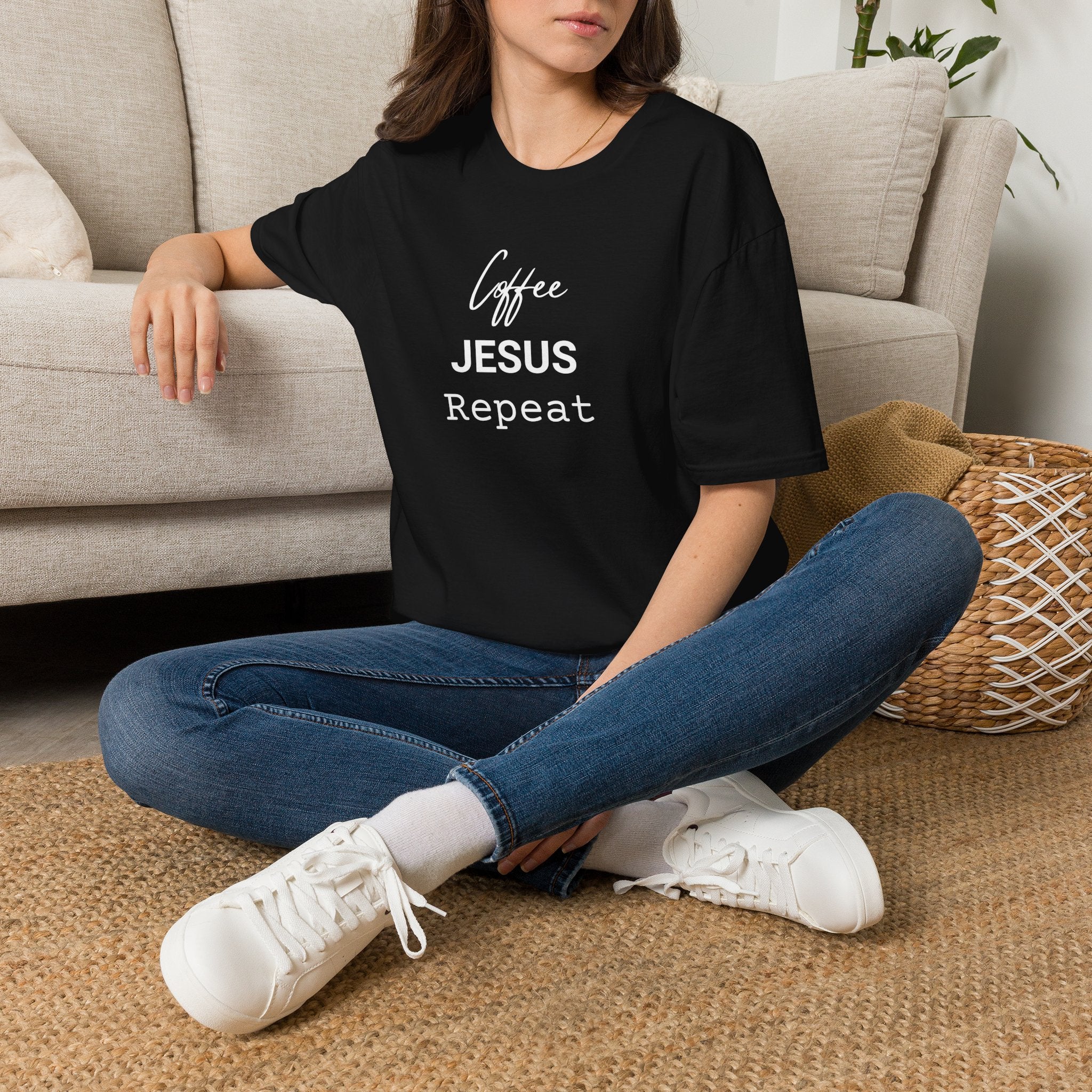 Coffee. Jesus. Repeat. Christian T-Shirt | Faith & Coffee Lover Tee — Funny Religious Shirt