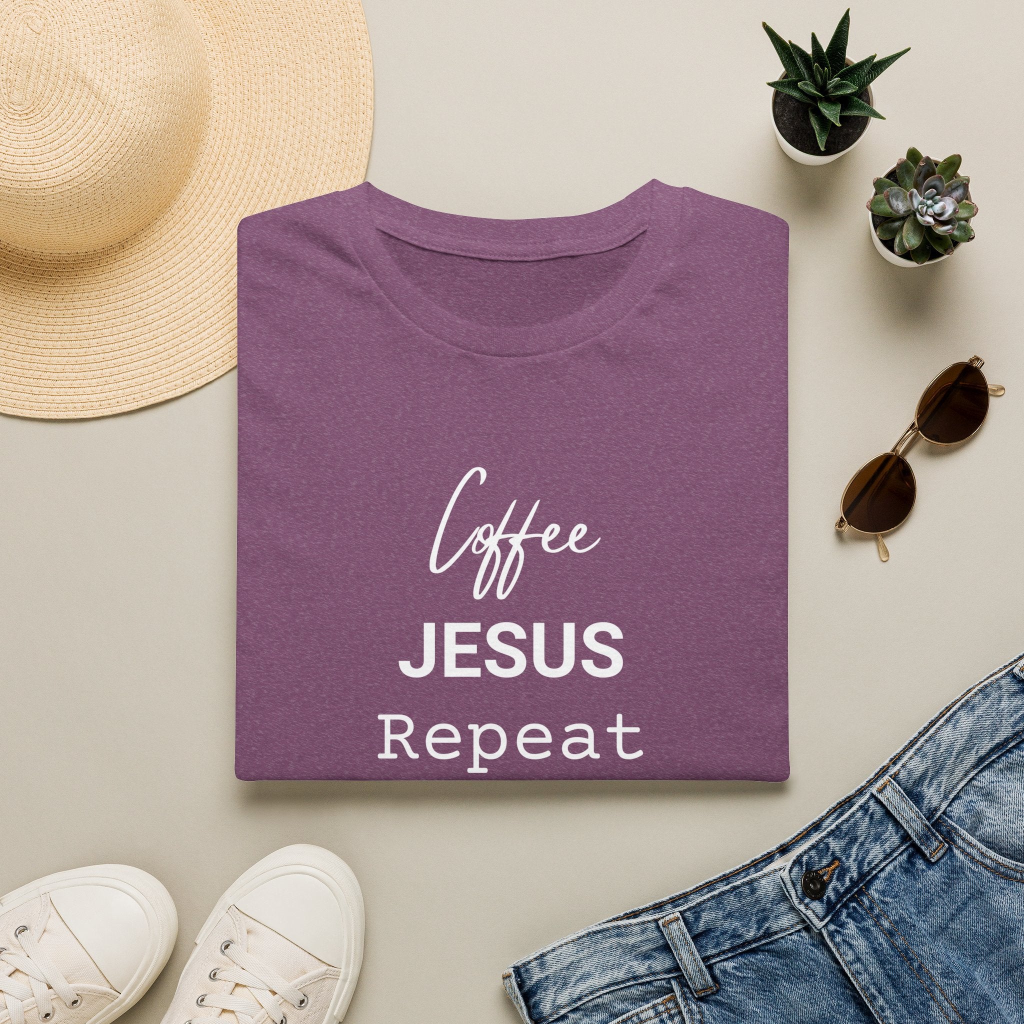 Coffee. Jesus. Repeat. Christian T-Shirt | Faith & Coffee Lover Tee — Funny Religious Shirt
