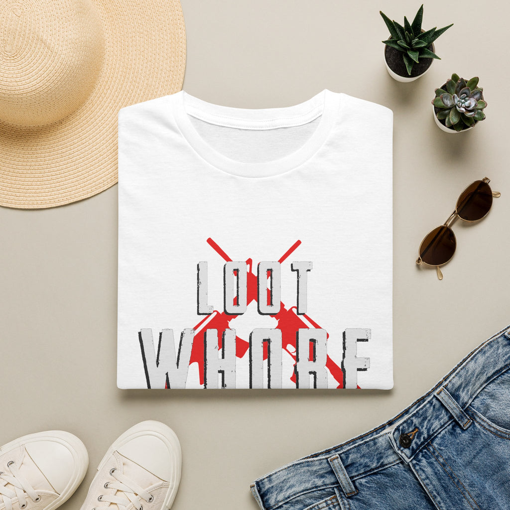 Loot Whore T-Shirt | Funny Battle Royale Gamer Tee | Gift for the Player Who Loots Every Building Before Engaging