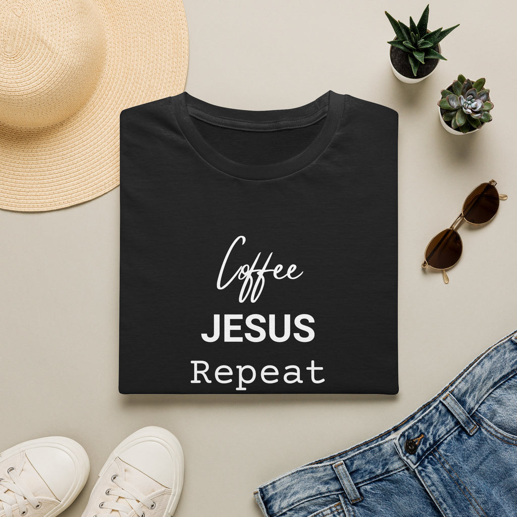 Coffee. Jesus. Repeat. Christian T-Shirt | Faith & Coffee Lover Tee — Funny Religious Shirt