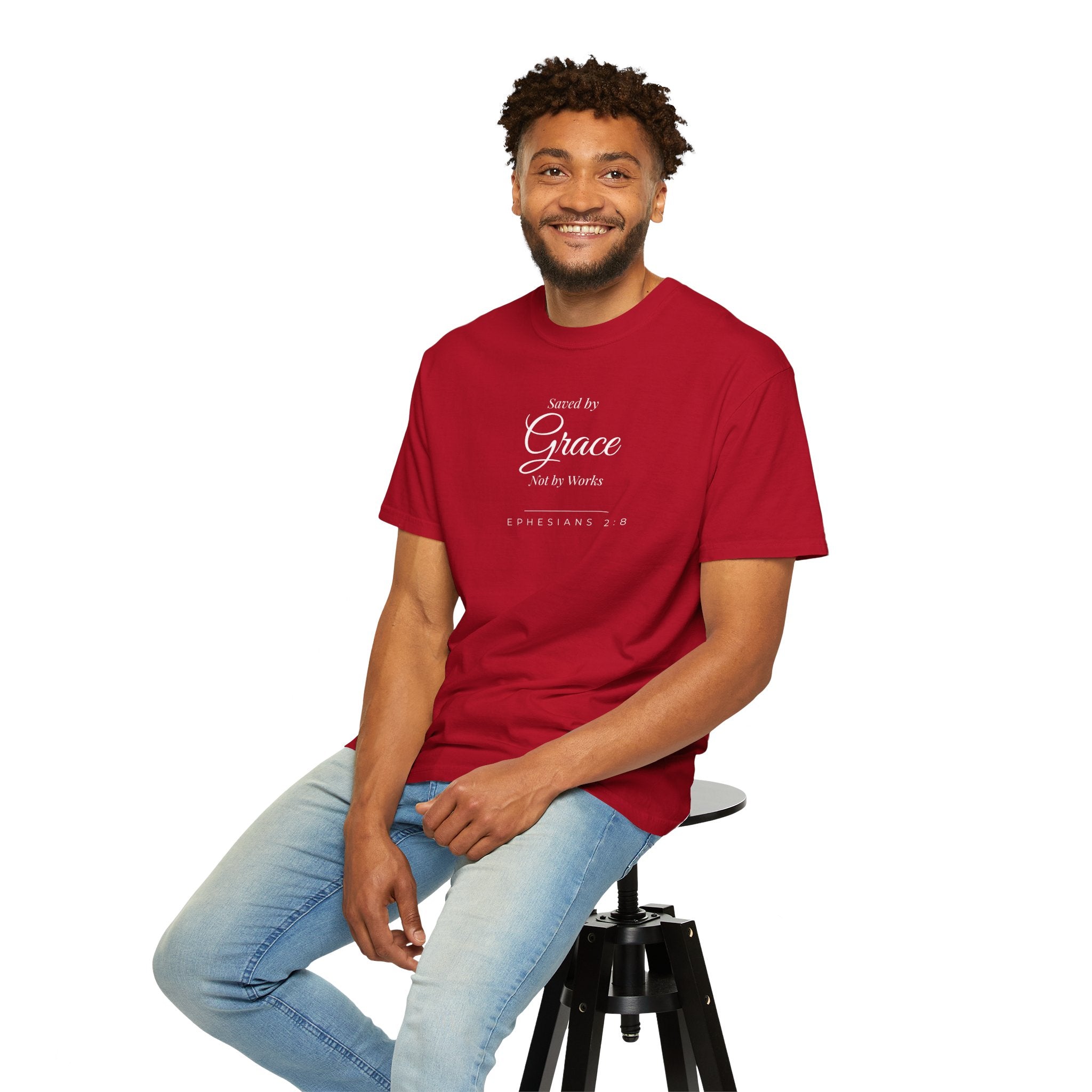 Saved by Grace, Not by Works  Ephesians 2:8 Christian T-Shirt  Comfort Colors 1717 Faith Tee