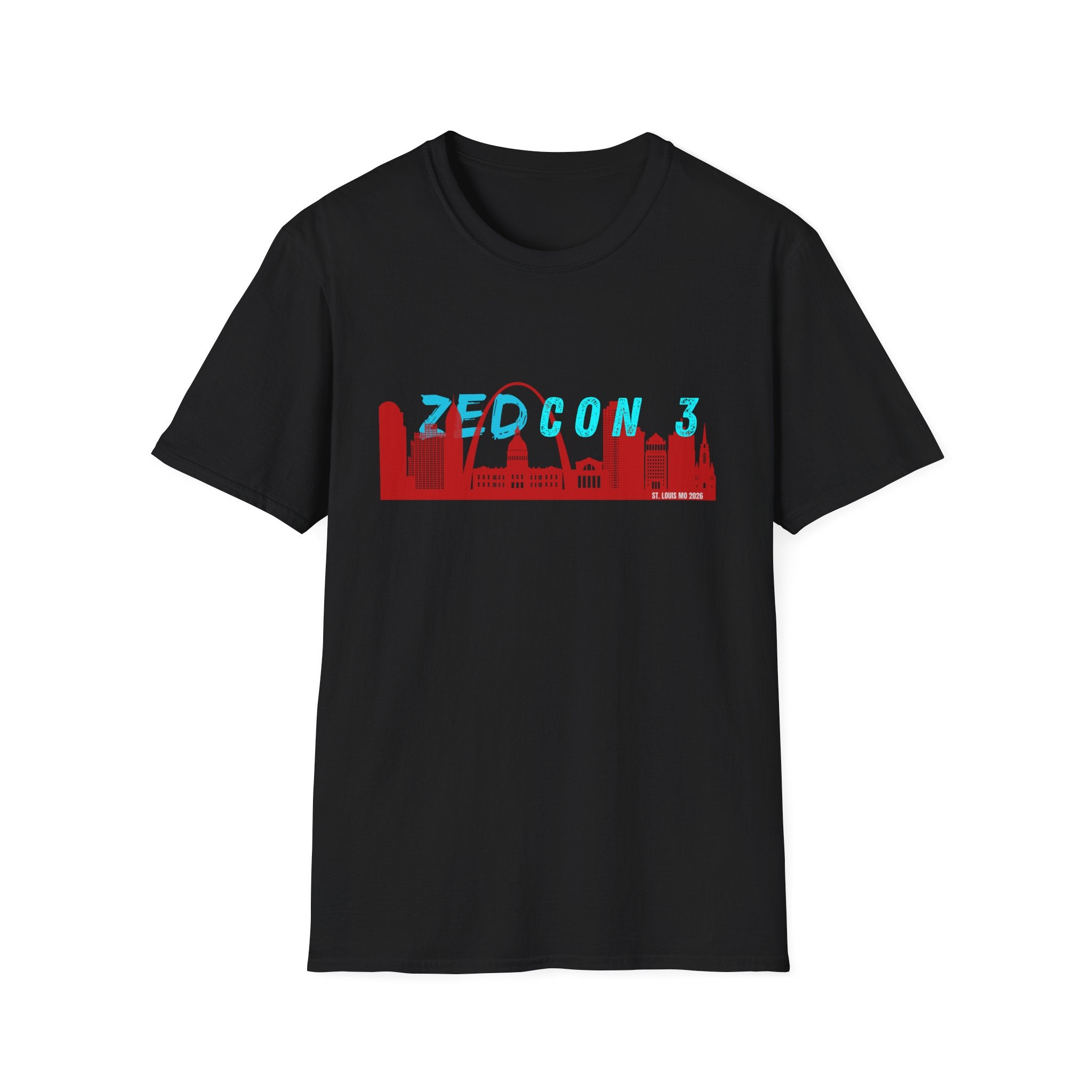 ZEDCON 3 St. Louis Skyline Tee  Bold Black Edition   Gildan Softstyle  64000