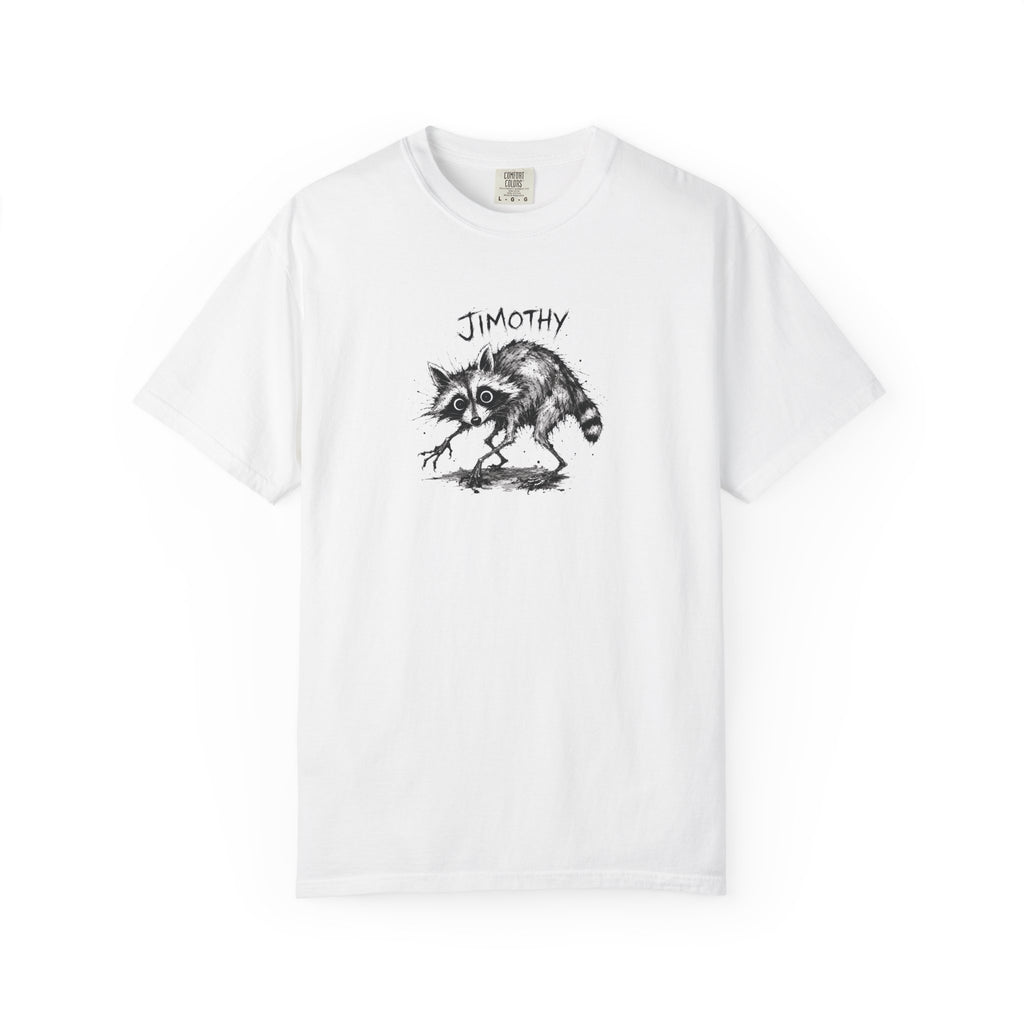 Jimothy Funny Raccoon T-Shirt | Chaotic Trash Panda Sketch Tee | Weird Animal Meme Shirt | Feral Raccoon Lover Gift | Comfort Colors Heavyweight Tee