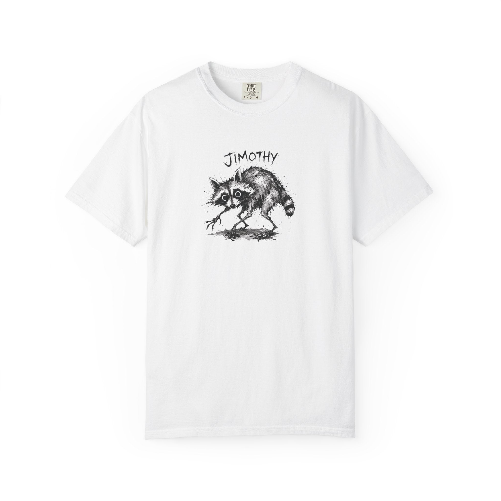 Jimothy Funny Raccoon T-Shirt | Chaotic Trash Panda Sketch Tee | Weird Animal Meme Shirt | Feral Raccoon Lover Gift | Comfort Colors Heavyweight Tee