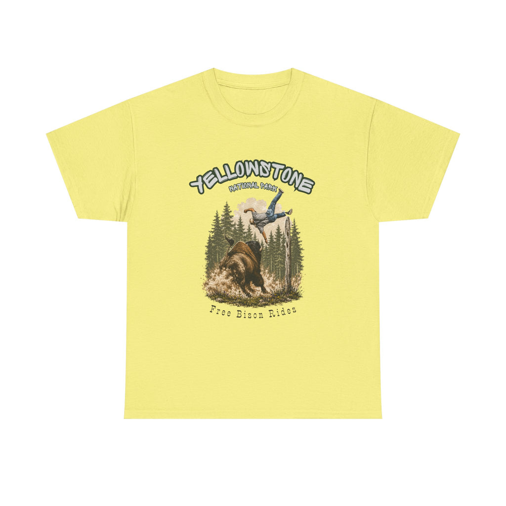 Yellowstone Free Bison Rides T-Shirt | Funny National Park Buffalo Tee